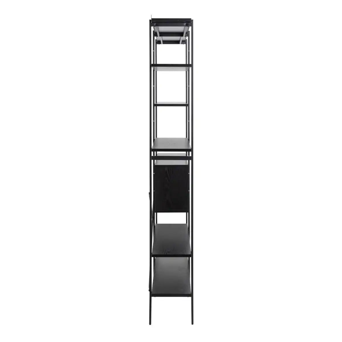Angus Bookcase With 1 Sliding Door & 5 Shelves In Black - Price Crash Furniture