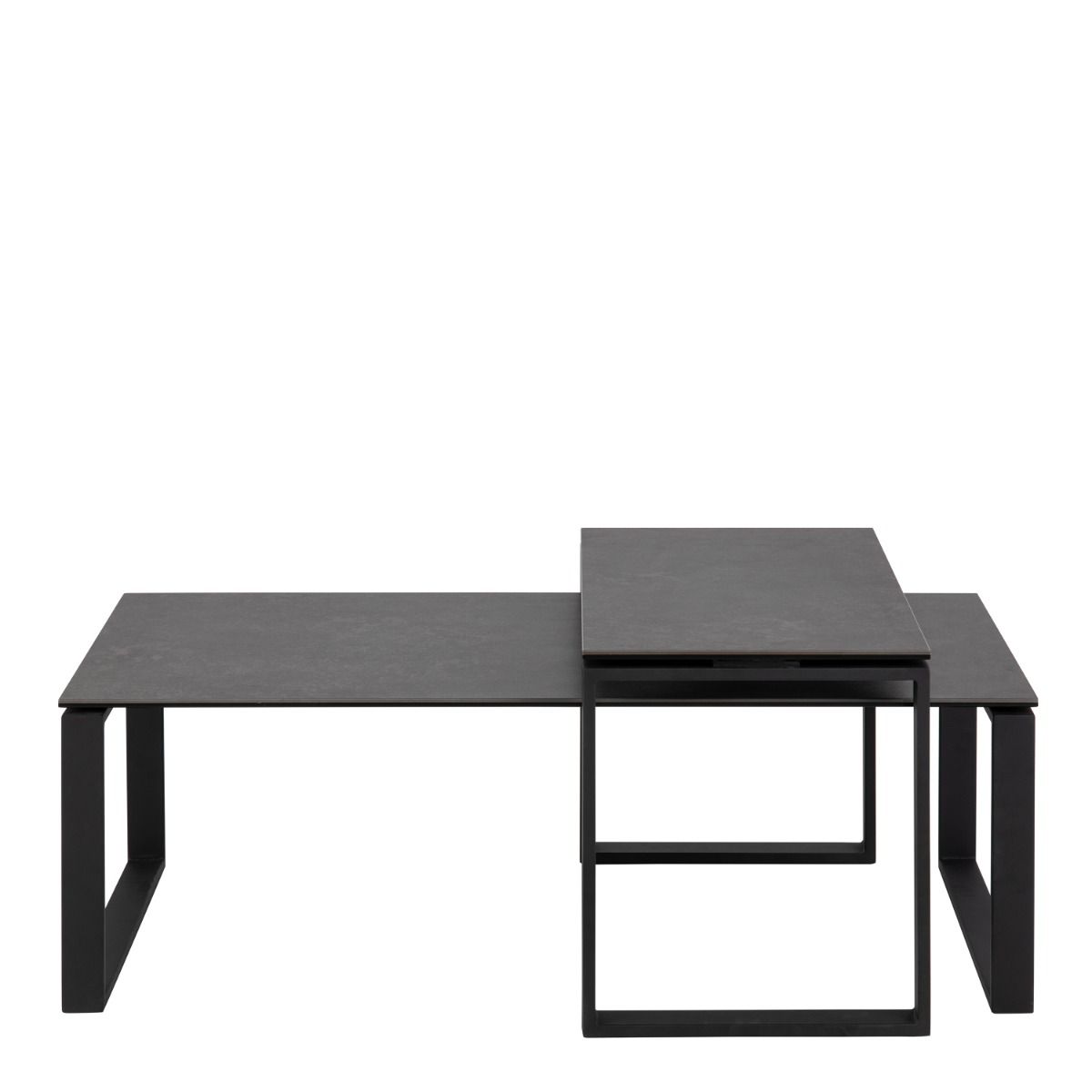 Katrine Ceramic Coffee Table Set In Black - Price Crash Furniture