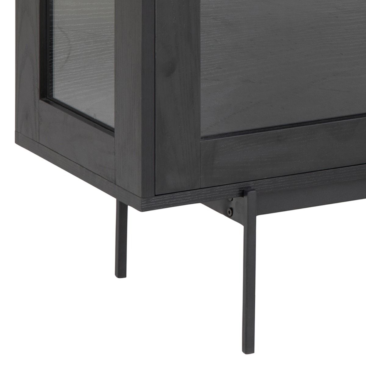 Angus 3 Door Glazed Sideboard Buffet Unit In Black - Price Crash Furniture