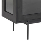 Angus 3 Door Glazed Sideboard Buffet Unit In Black - Price Crash Furniture