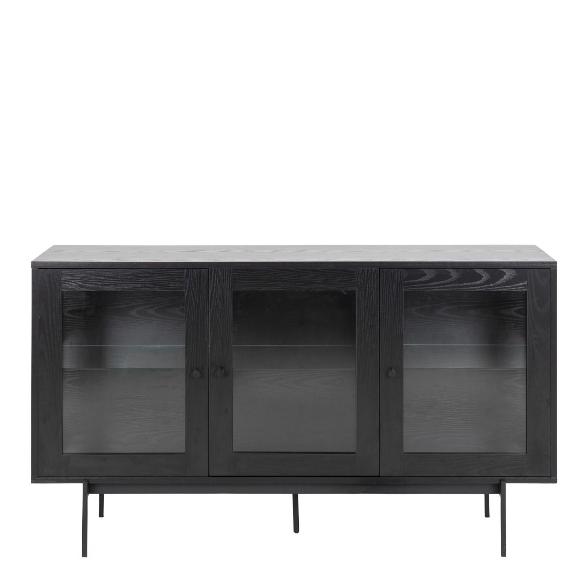 Angus 3 Door Glazed Sideboard Buffet Unit In Black - Price Crash Furniture