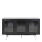 Angus 3 Door Glazed Sideboard Buffet Unit In Black - Price Crash Furniture