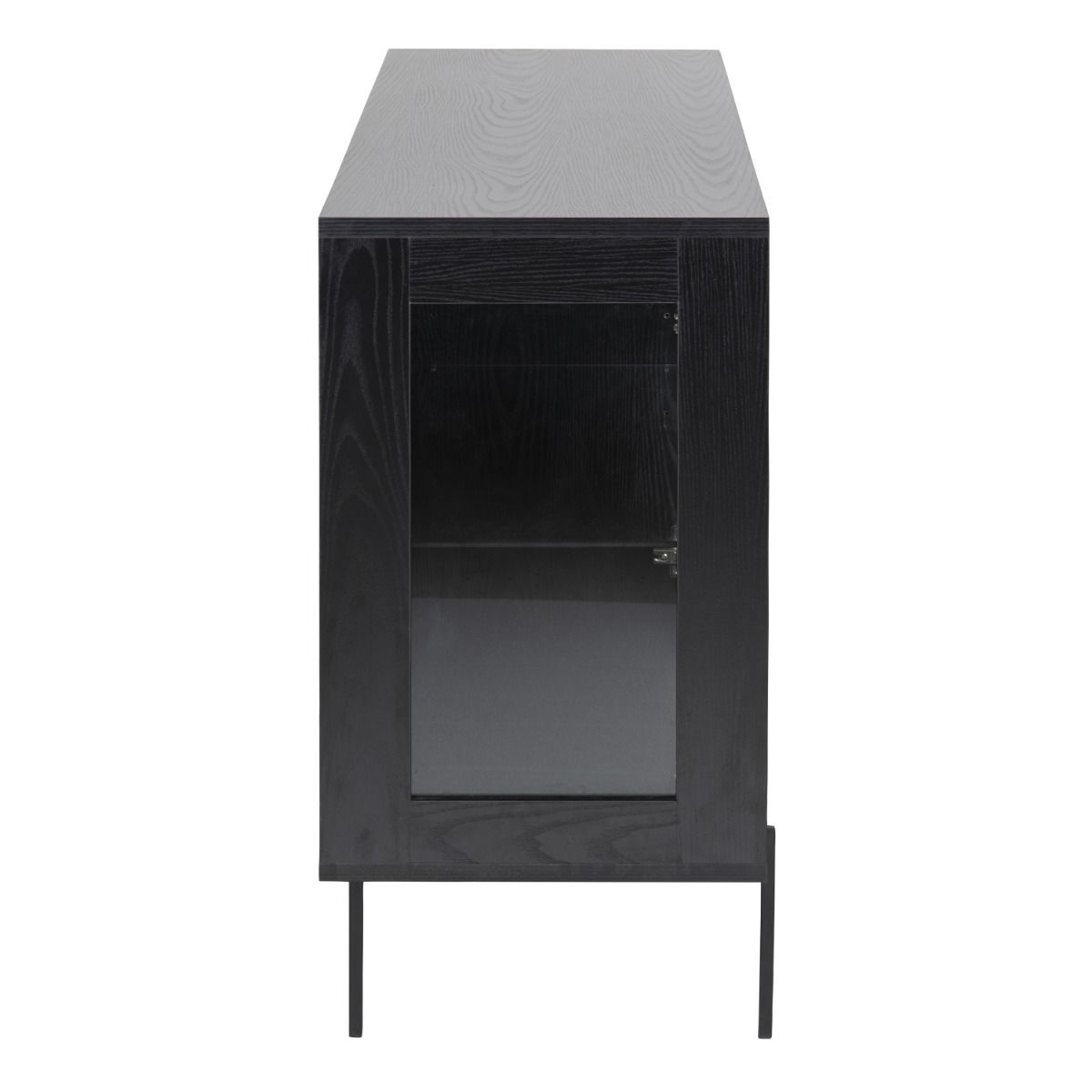 Angus 3 Door Glazed Sideboard Buffet Unit In Black - Price Crash Furniture