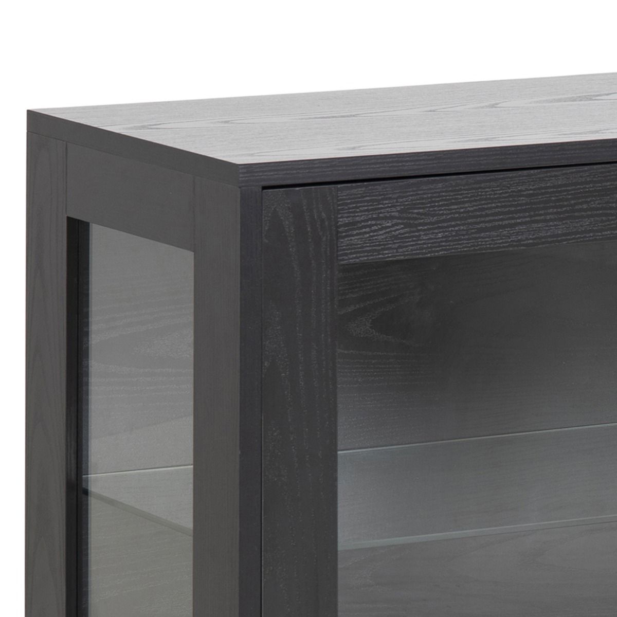 Angus 3 Door Glazed Sideboard Buffet Unit In Black - Price Crash Furniture