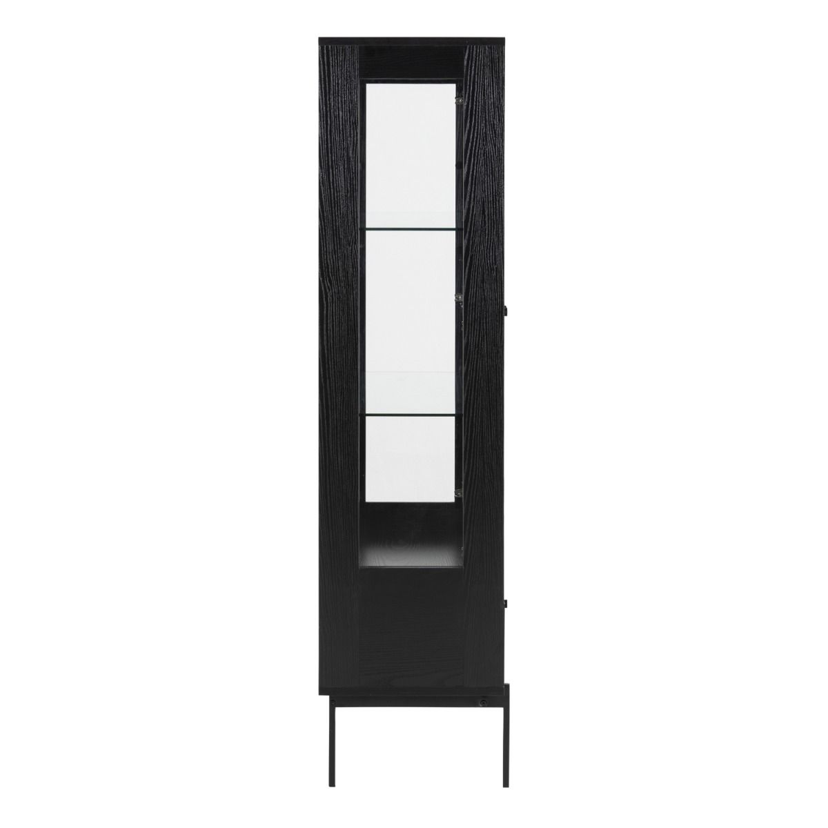 Angus 2 Door 1 Drawer Glazed Display Cabinet In Black Ash - Price Crash Furniture