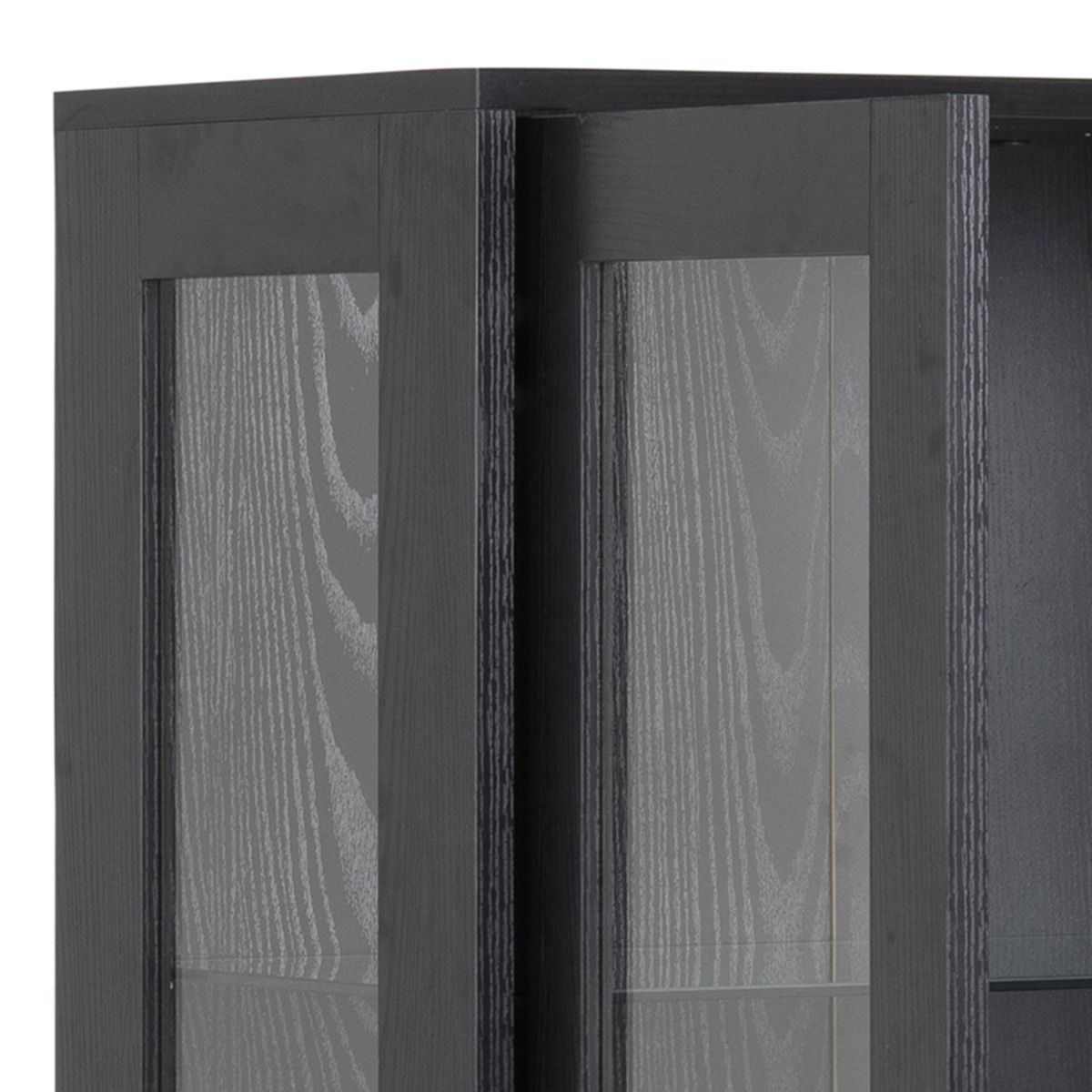 Angus 2 Door 1 Drawer Glazed Display Cabinet In Black Ash - Price Crash Furniture