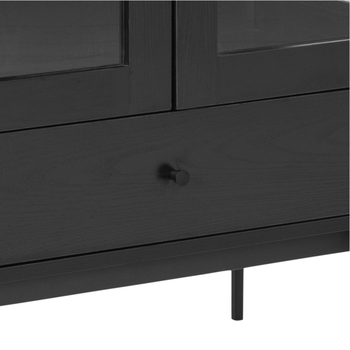 Angus 2 Door 1 Drawer Glazed Display Cabinet In Black Ash - Price Crash Furniture