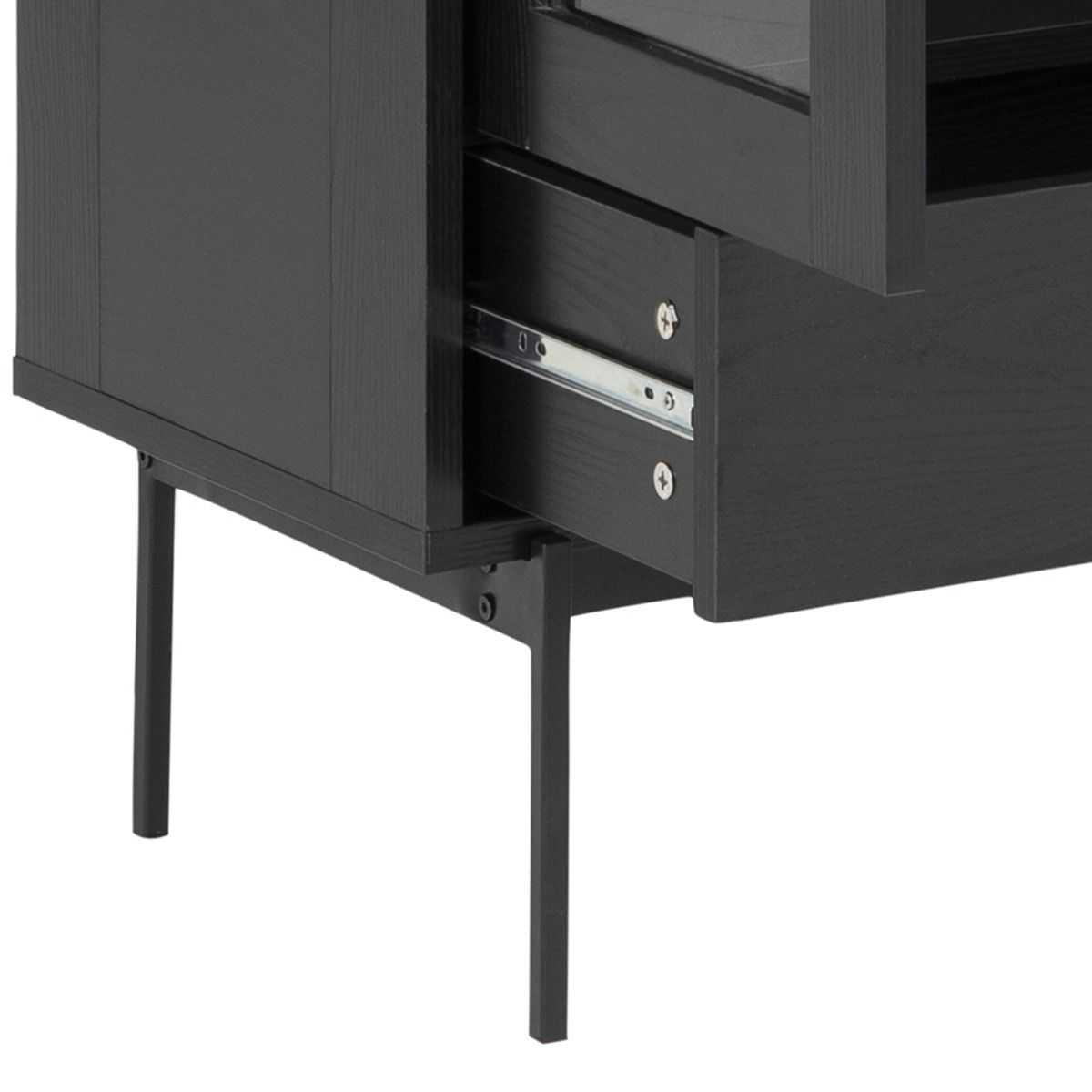 Angus 2 Door 1 Drawer Glazed Display Cabinet In Black Ash - Price Crash Furniture