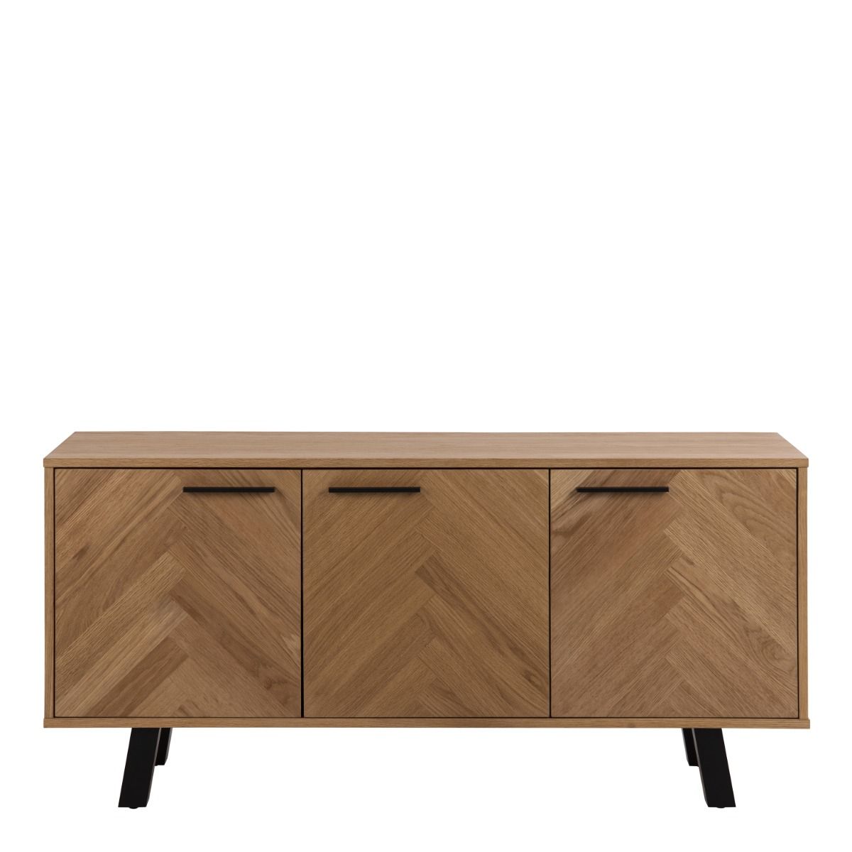 Brighton 3 Door Sideboard In Oak With Herringbone Effect - Price Crash Furniture