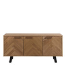 Brighton 3 Door Sideboard In Oak With Herringbone Effect - Price Crash Furniture