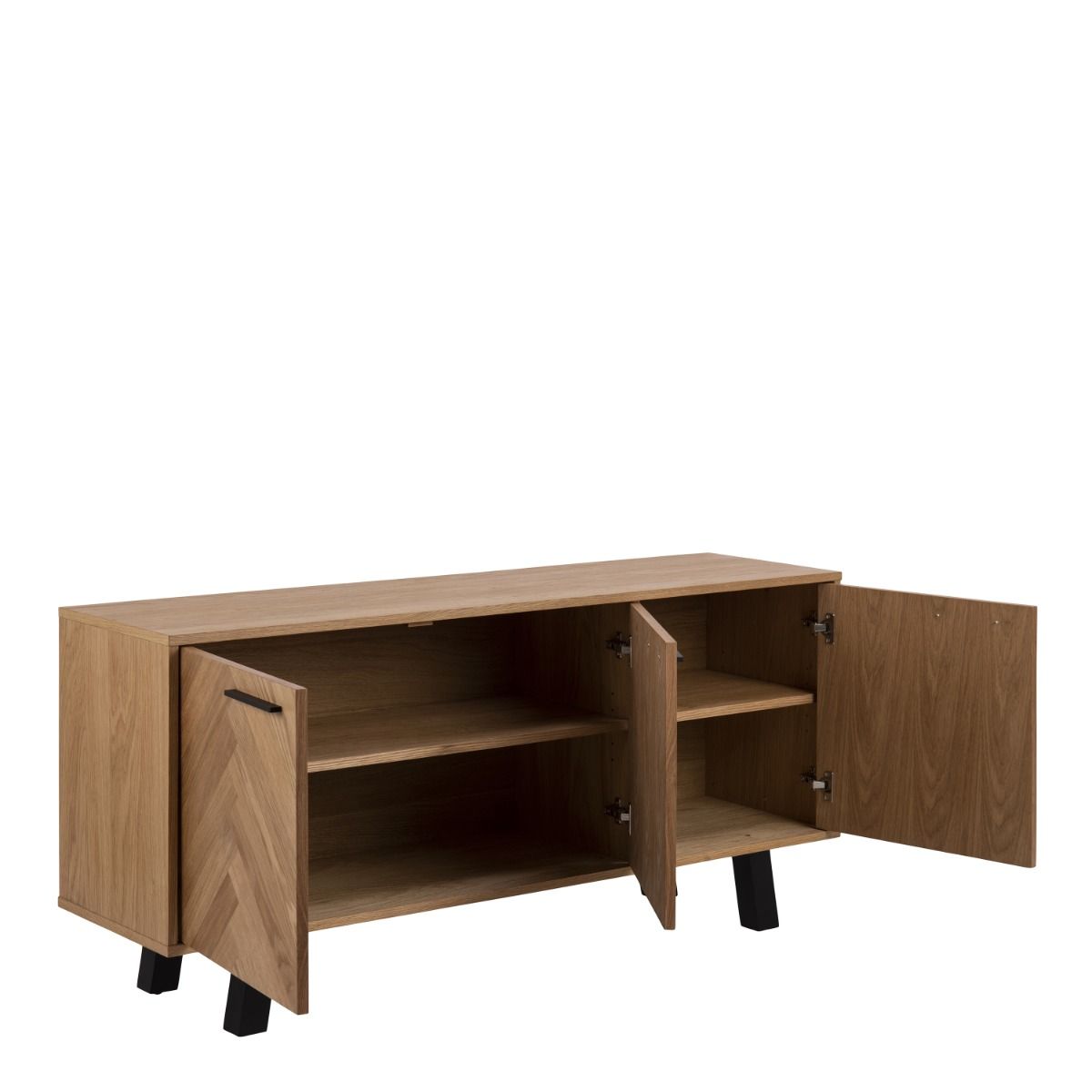 Brighton 3 Door Sideboard In Oak With Herringbone Effect - Price Crash Furniture