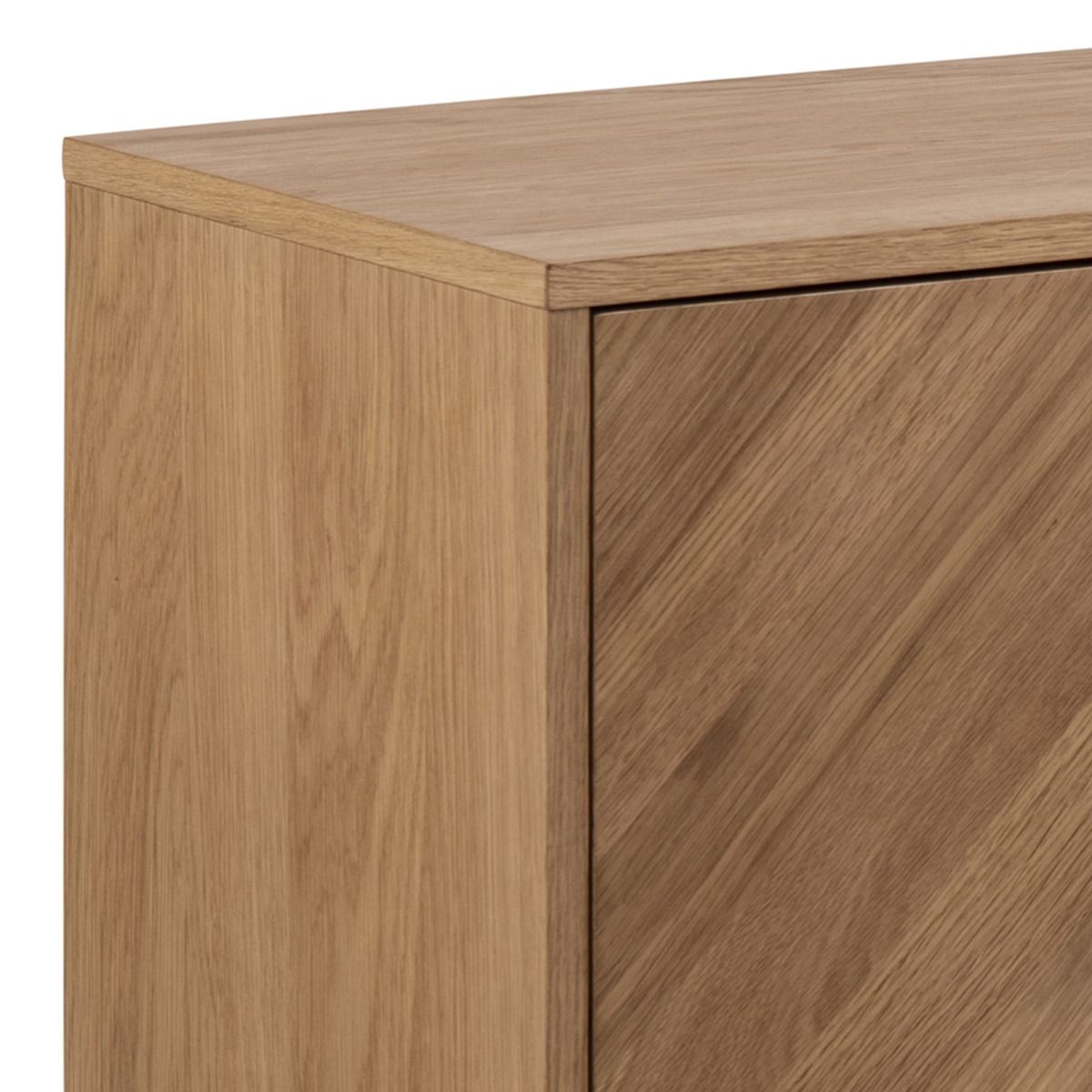 Brighton 3 Door Sideboard In Oak With Herringbone Effect - Price Crash Furniture