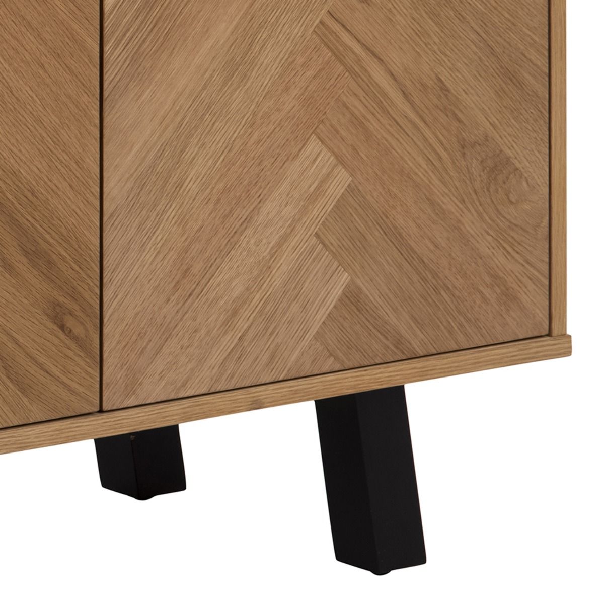 Brighton 3 Door Sideboard In Oak With Herringbone Effect - Price Crash Furniture