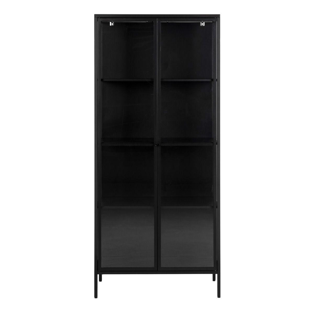 Newcastle Tall 2 Door Display Cabinet In Matt Black - Price Crash Furniture