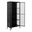 Newcastle Tall 2 Door Display Cabinet In Matt Black - Price Crash Furniture