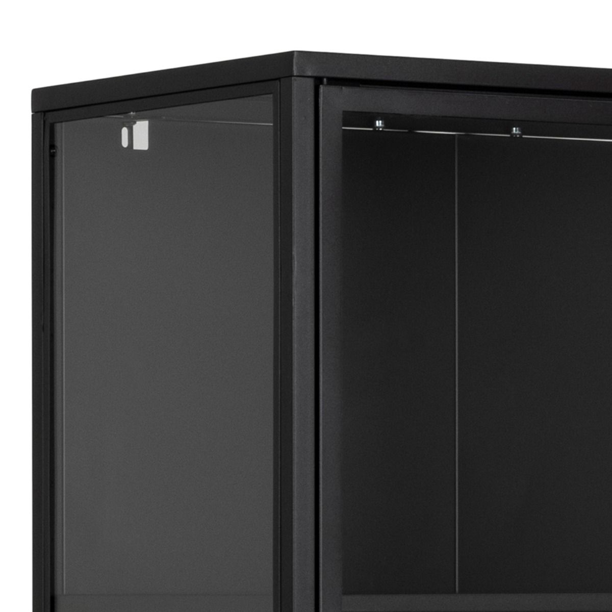 Newcastle Tall 2 Door Display Cabinet In Matt Black - Price Crash Furniture