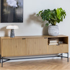 Jaipur Sideboard 2 Doors And 1 Drawer In Black & Oak - Price Crash Furniture