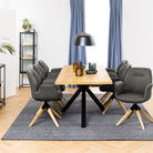 Heaven 220cm Rectangular Dining Table In Oak & Black - Price Crash Furniture