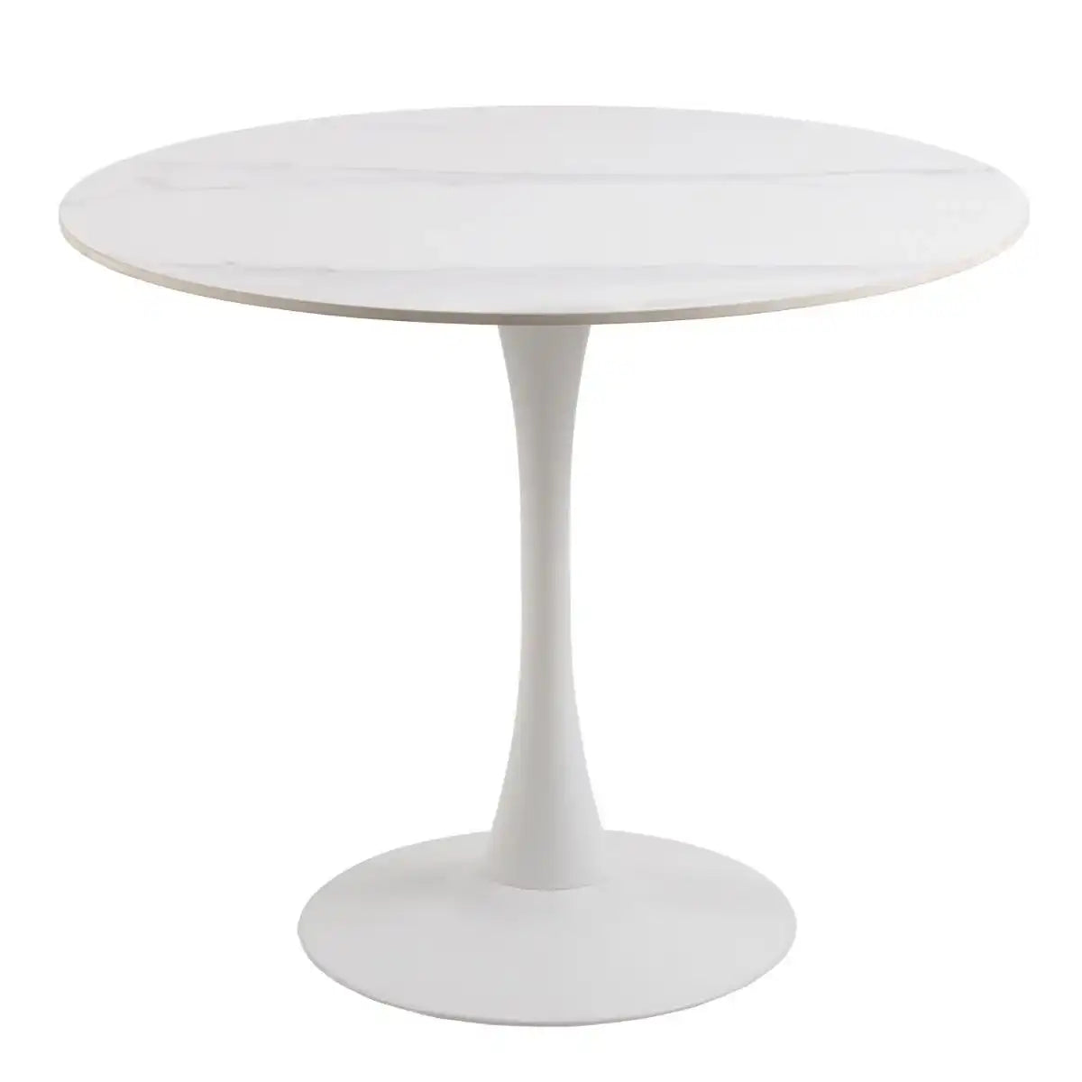 Malta Ceramic Round Dining Table In White 90x75cm - Price Crash Furniture