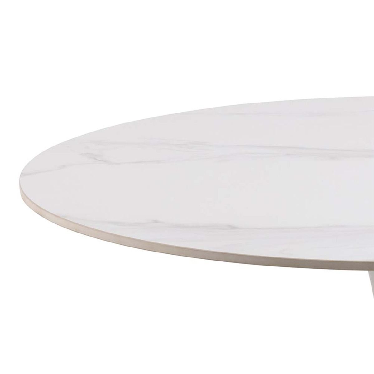 Malta Ceramic Round Dining Table In White 90x75cm - Price Crash Furniture