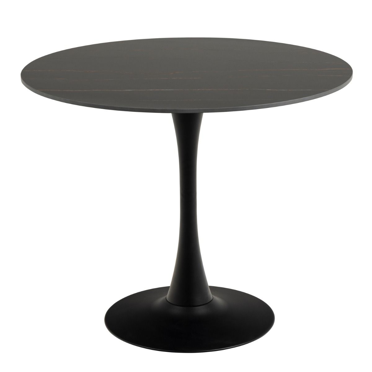 Malta Ceramic Round Dining Table In Black 90x75cm - Price Crash Furniture