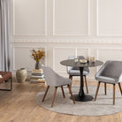 Malta Ceramic Round Dining Table In Black 90x75cm - Price Crash Furniture