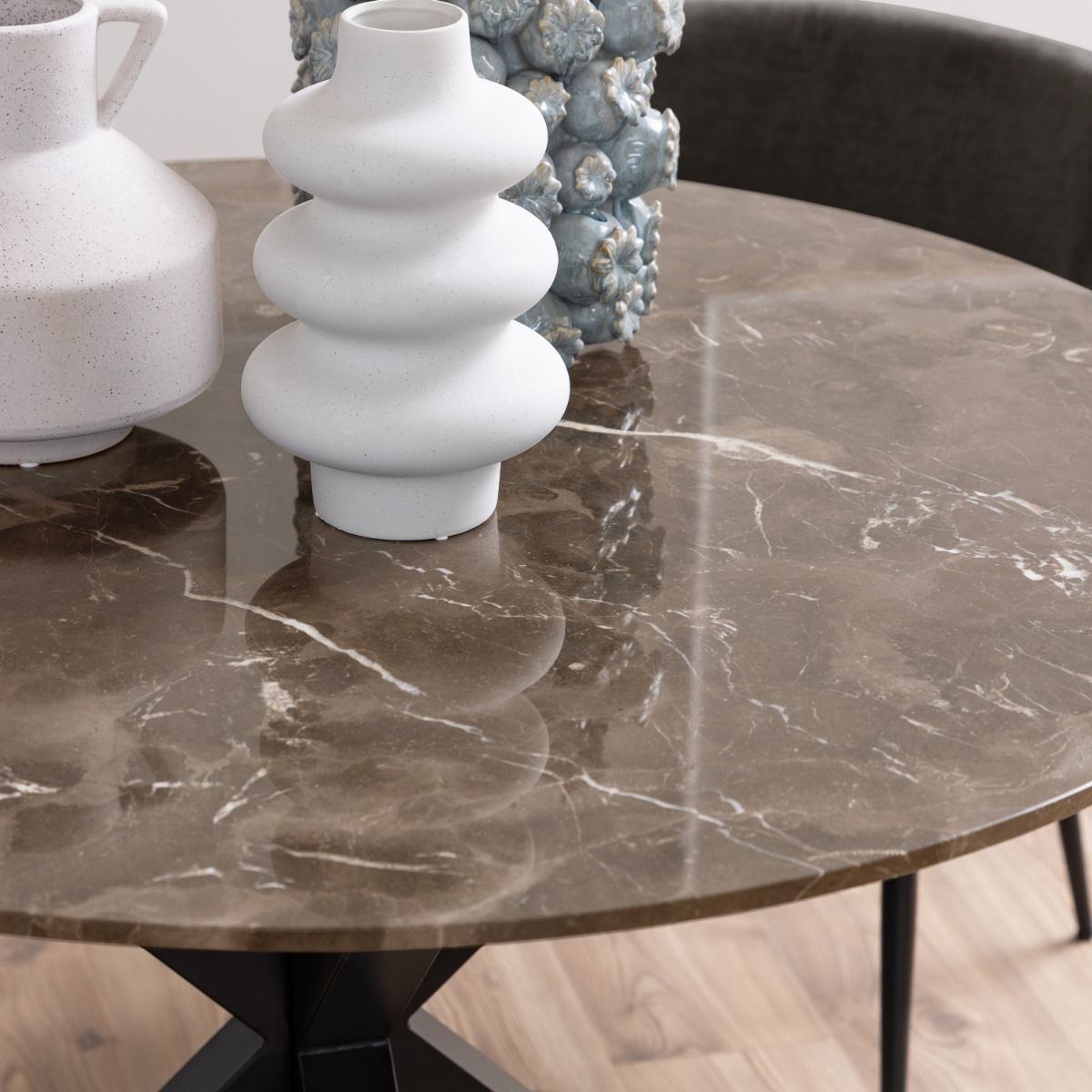 Heaven Dining Table With Brown Polished Marble Top - Price Crash Furniture