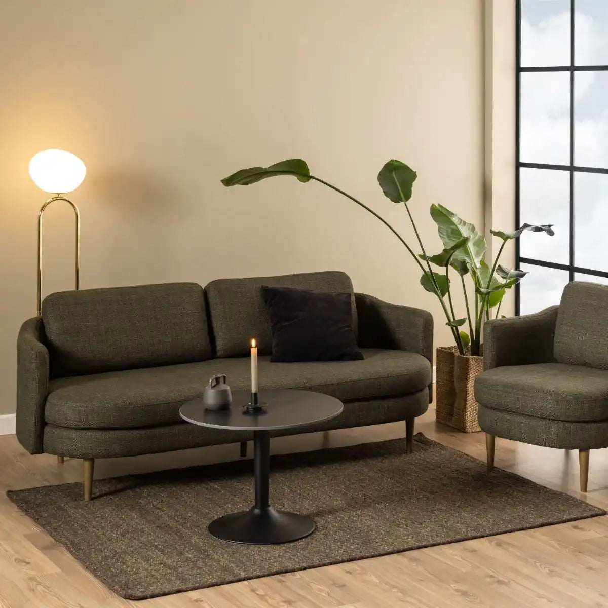 Malta Ceramic Round Coffee Table In Matt Black 60x45cm - Price Crash Furniture