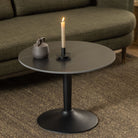 Malta Ceramic Round Coffee Table In Matt Black 60x45cm - Price Crash Furniture