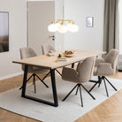 Malika Large 8 Seat Dining Table In White Oak & Black - Price Crash Furniture