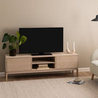 Linley 2 Door TV Unit In White Oak - Price Crash Furniture