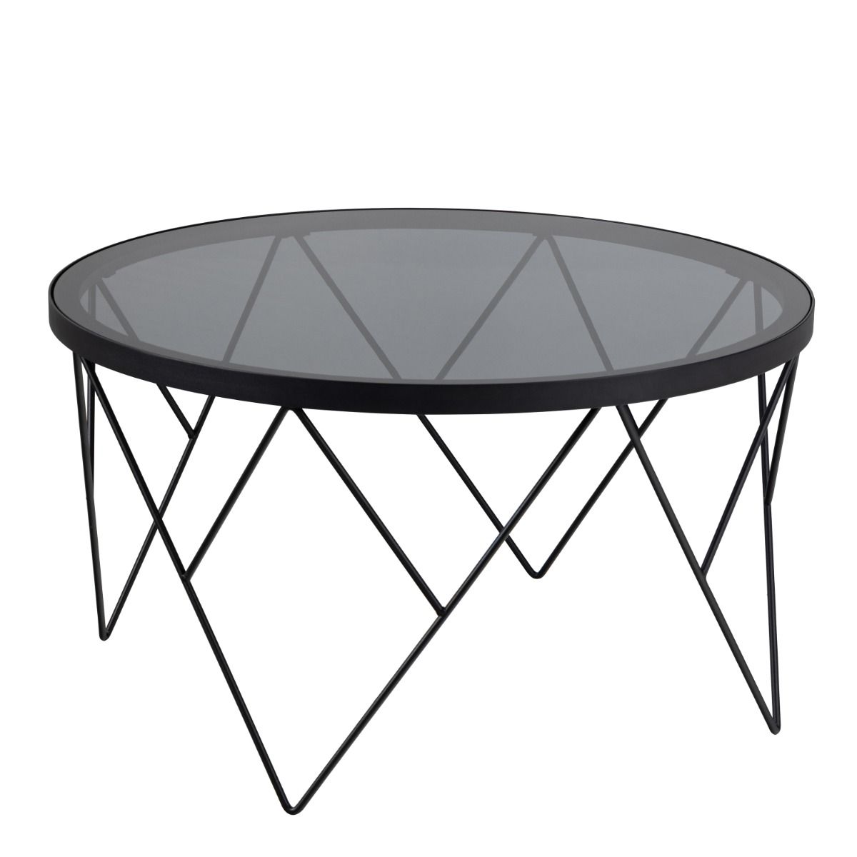 Halstow Round Coffee Table In Black - Smoked Glass Top - Price Crash Furniture