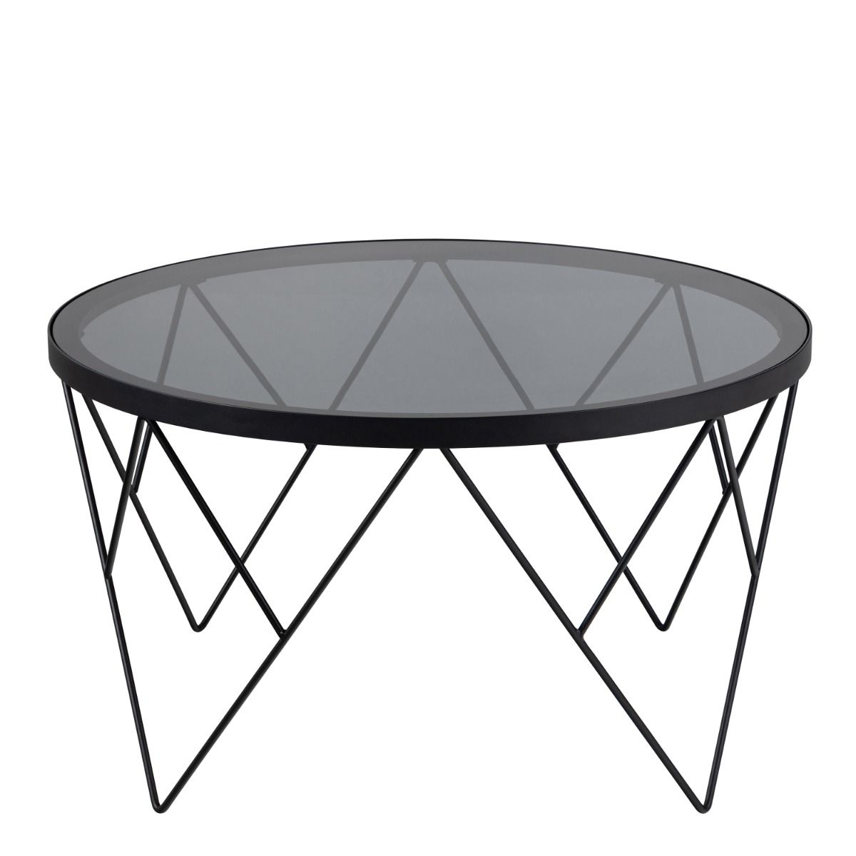 Halstow Round Coffee Table In Black - Smoked Glass Top - Price Crash Furniture