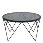 Halstow Round Coffee Table In Black - Smoked Glass Top - Price Crash Furniture