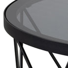 Halstow Round Coffee Table In Black - Smoked Glass Top - Price Crash Furniture