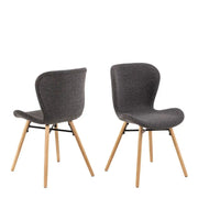 Batilda Dining Chairs With Grey Fabric And Oak Set Of 2 - Price Crash Furniture