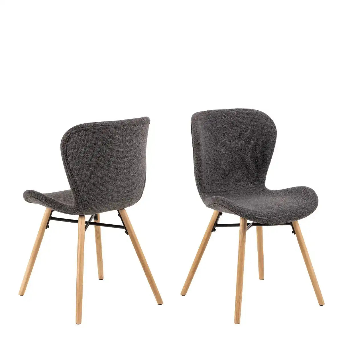 Batilda Dining Chairs With Grey Fabric And Oak Set Of 2 - Price Crash Furniture