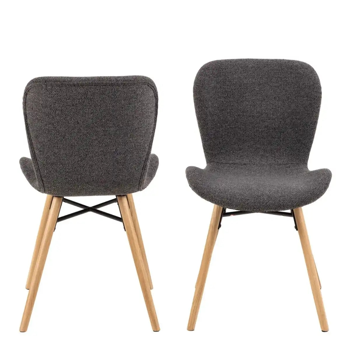 Batilda Dining Chairs With Grey Fabric And Oak Set Of 2 - Price Crash Furniture