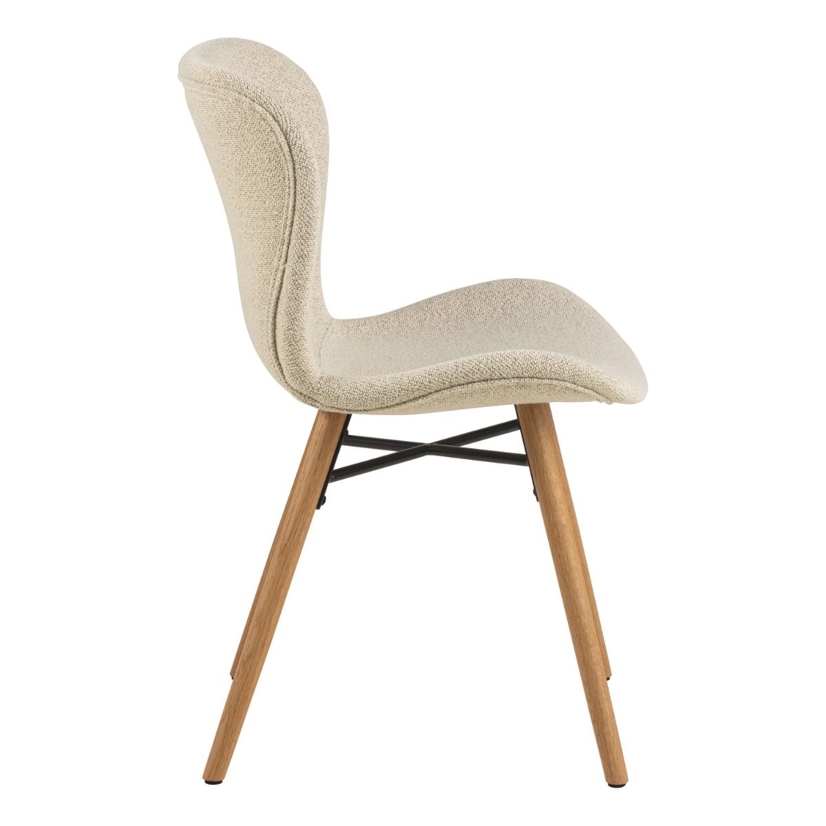 Batilda Dining Chairs With Cream Fabric And Oak Set Of 2 - Price Crash Furniture