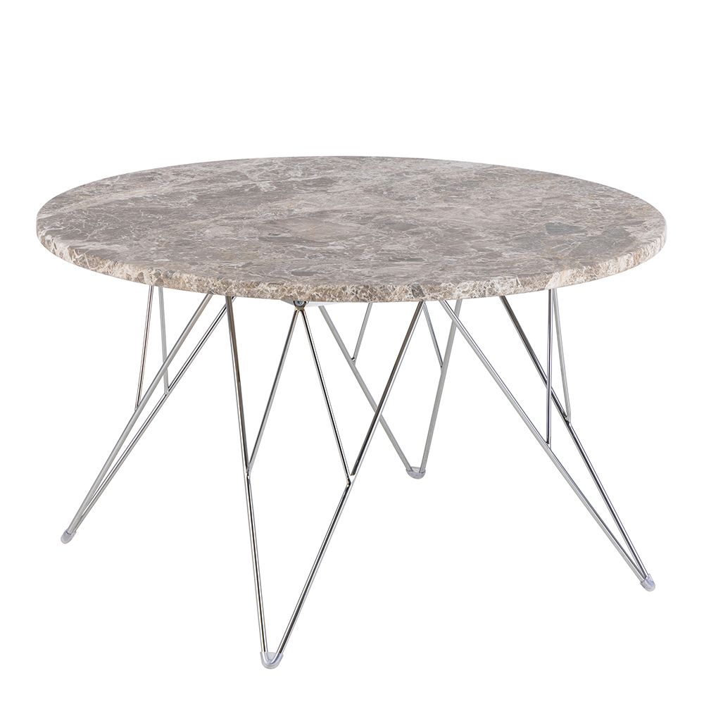 Prunus Round Coffee Table With Grey-Brown Marble Top - Price Crash Furniture