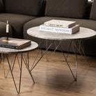 Prunus Round Coffee Table With Grey-Brown Marble Top - Price Crash Furniture