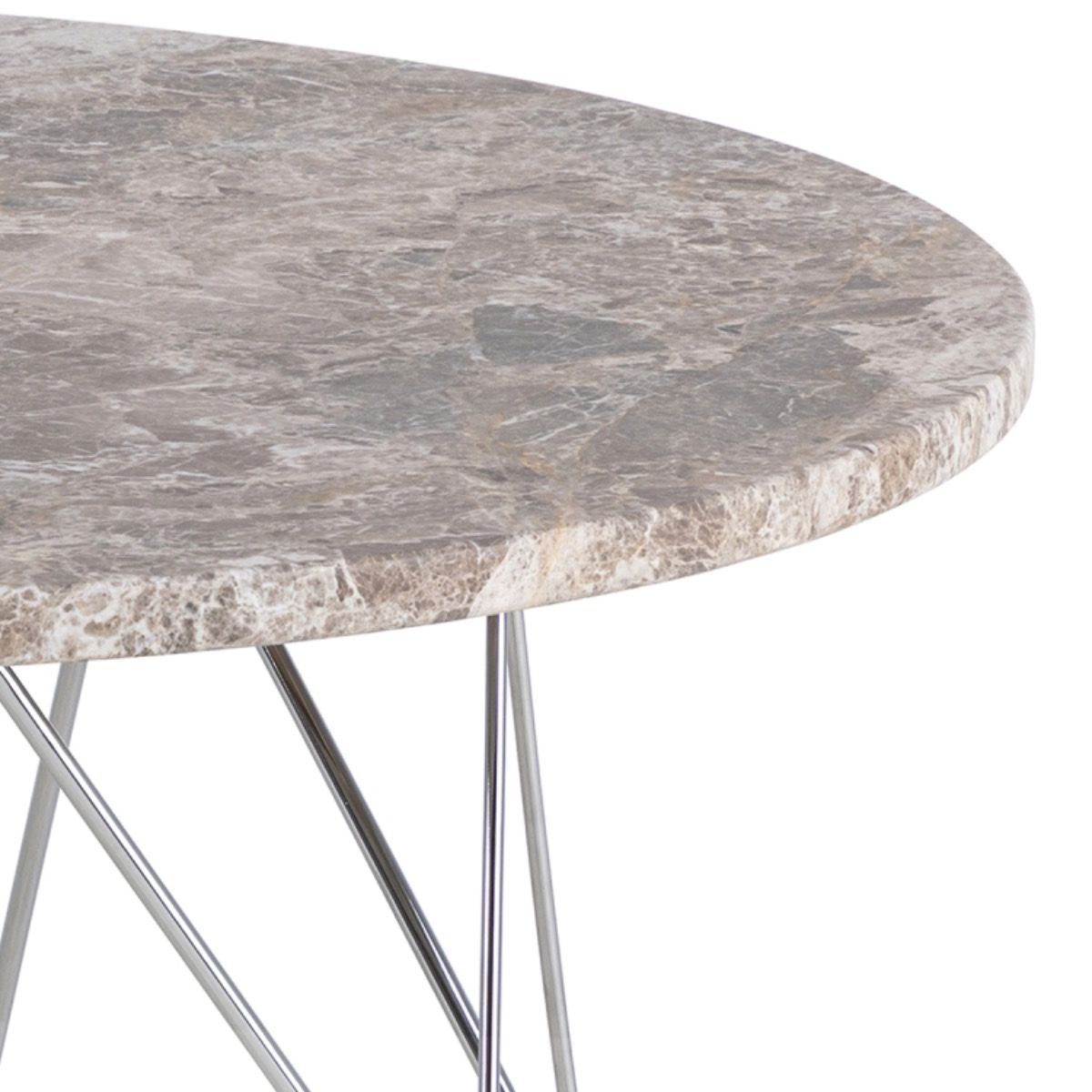 Prunus Round Coffee Table With Grey-Brown Marble Top - Price Crash Furniture