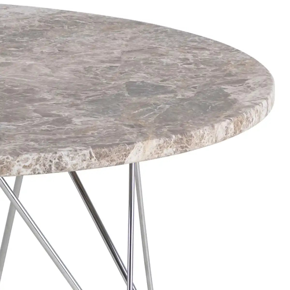 Prunus Round Coffee Table With Grey Brown Marble Top - Price Crash Furniture