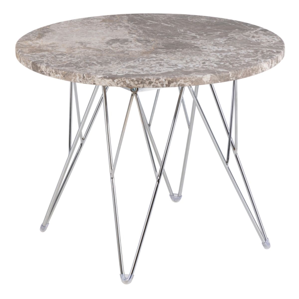 Prunus Round Side Table With Grey-Brown Marble Top - Price Crash Furniture