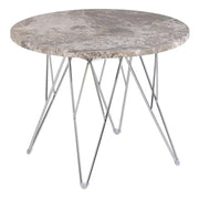 Prunus Round Side Table With Grey Brown Marble Top - Price Crash Furniture