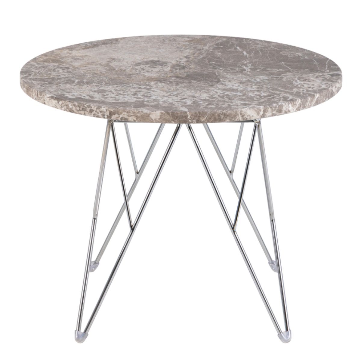 Prunus Round Side Table With Grey-Brown Marble Top - Price Crash Furniture