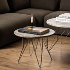 Prunus Round Side Table With Grey-Brown Marble Top - Price Crash Furniture