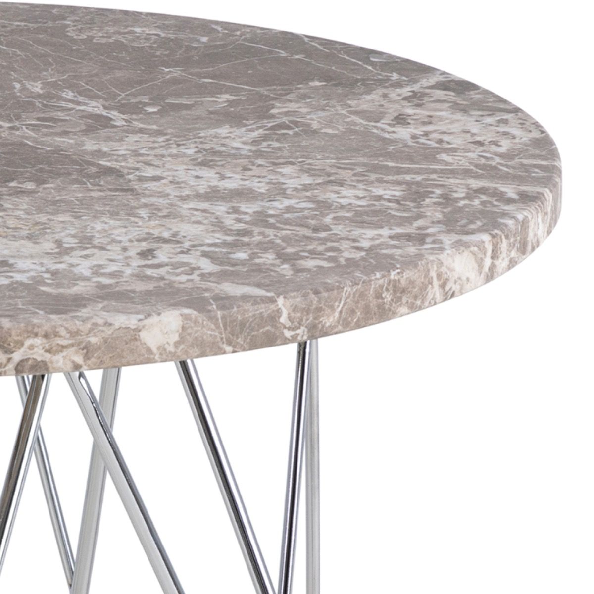 Prunus Round Side Table With Grey-Brown Marble Top - Price Crash Furniture