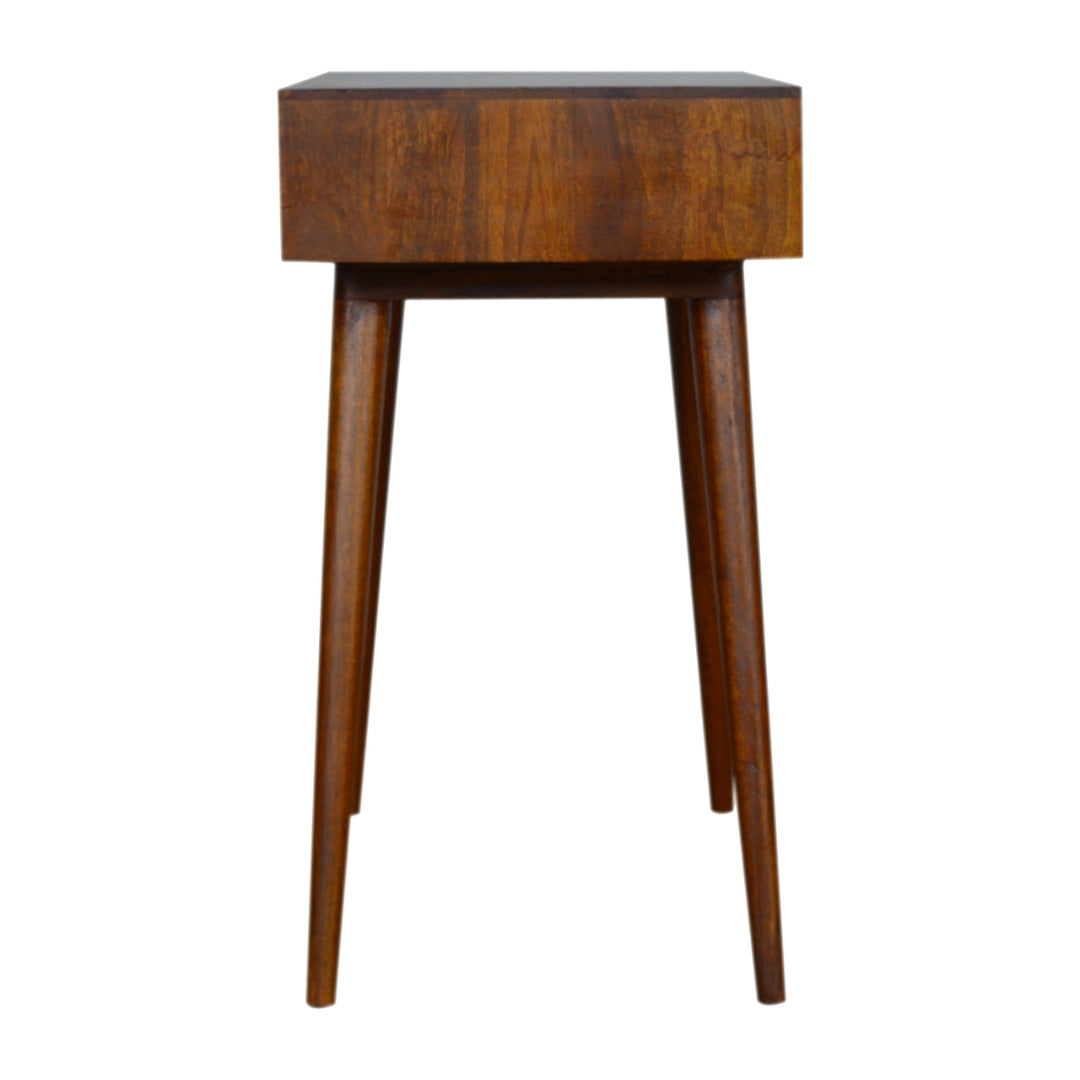 Tile Carved Console Table in Chestnut-effect Mango Wood