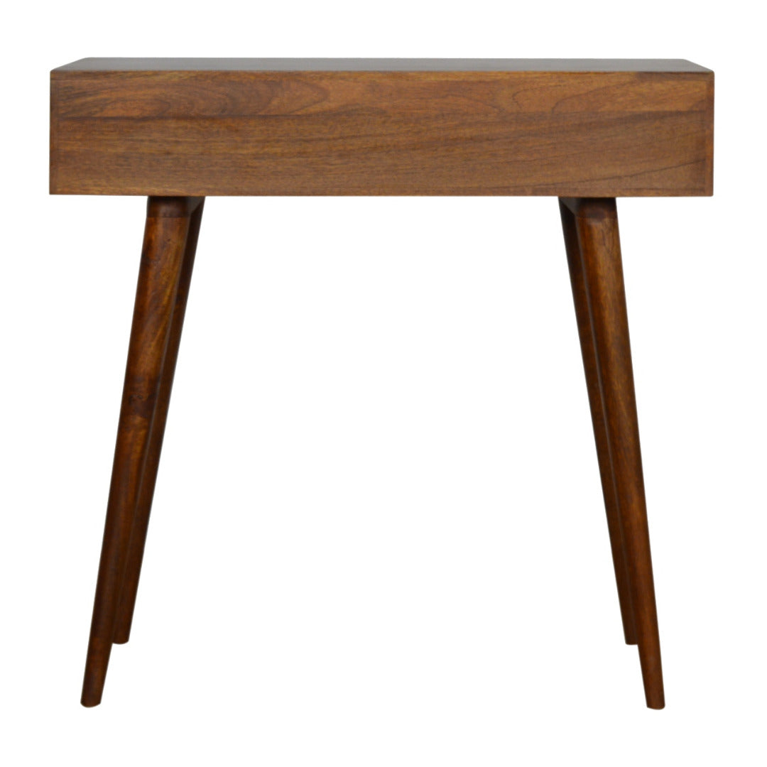 Tile Carved Console Table in Chestnut-effect Mango Wood